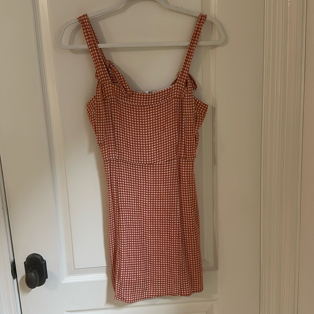 Pink and white checkered mini dress